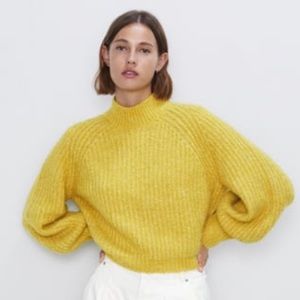 Zara Ball Sleeve Sweater - Yellow M